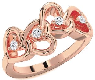Diamond Rose Gold Heart Four Stone Ring