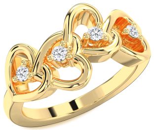 Diamond Gold Heart Four Stone Ring