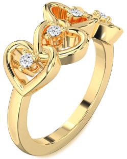 Diamond Gold Heart Four Stone Ring