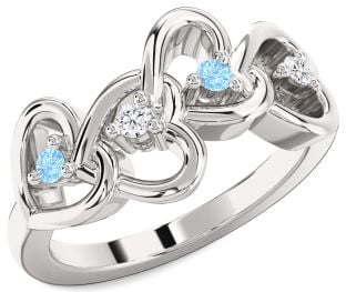 Platinum Heart Four Stone Mother's Ring