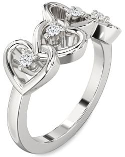 Diamond White Gold Heart Four Stone Ring