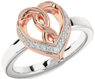 Diamond Platinum & Rose Gold Heart Infinity Ring
