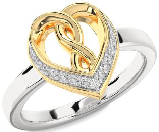 Diamond Silver & 10K gold Heart Infinity Ring