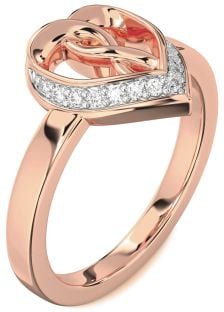 Diamond Rose Gold Heart Infinity Ring