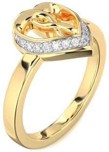Diamond Gold Heart Infinity Ring