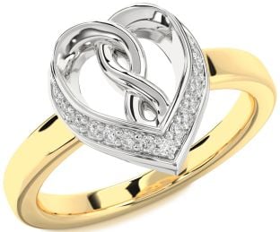 Diamond Platinum & Yellow Gold Heart Infinity Ring