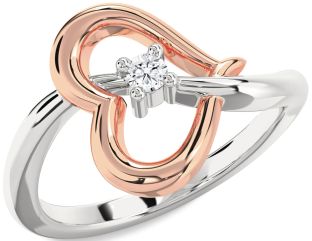 Diamond Platinum & Rose Gold Heart Promise Ring