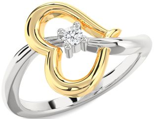 Diamond Silver & 10K gold Heart Promise Ring
