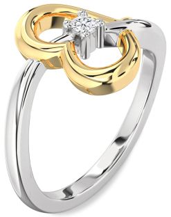 Diamond Silver & 10K gold Heart Promise Ring