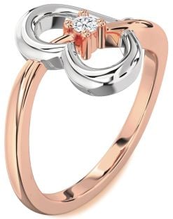 Diamond Platinum & Rose Gold Heart Promise Ring
