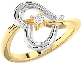Diamond Platinum & Yellow Gold Heart Promise Ring