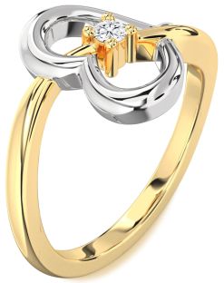 Diamond White Yellow Gold Heart Promise Ring