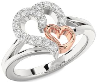 Diamond White Rose Gold Heart Ring