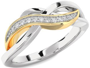 Diamond White Yellow Gold Infinity Ring