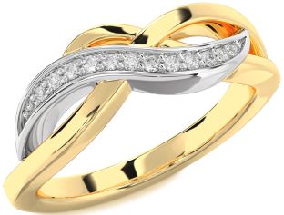 Diamond White Yellow Gold Infinity Ring