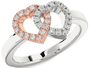 Diamond Platinum & Rose Gold Heart Ring