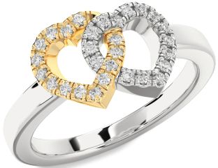 Diamond Silver & 10K gold Heart Ring
