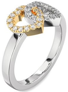 Diamond Silver & 10K gold Heart Ring