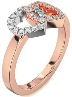 Diamond Platinum & Rose Gold Heart Ring