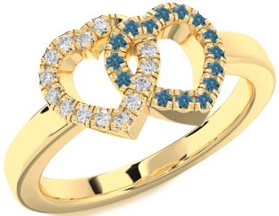 Blue Diamond Gold Heart Promise Ring