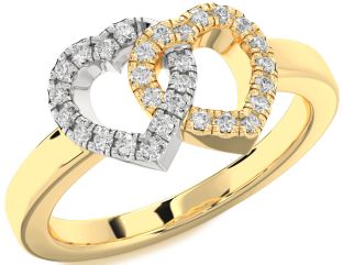 Diamond White Yellow Gold Heart Ring