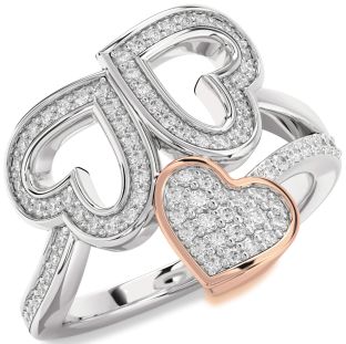 Diamond Platinum & Rose Gold Heart Pave Ring