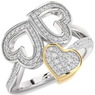 Diamond Platinum & Yellow Gold Heart Pave Ring