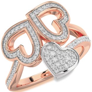 Diamond Platinum & Rose Gold Heart Pave Ring