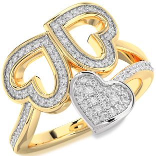 Diamond Platinum & Yellow Gold Heart Pave Ring