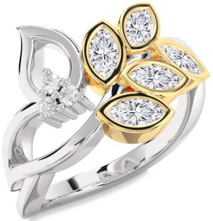 Diamond Silver & 10K gold Marquise Promise Ring