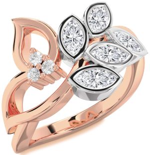 Diamond Platinum & Rose Gold Marquise Promise Ring