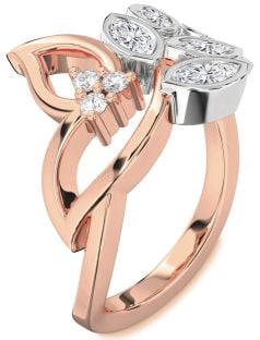 Diamond Platinum & Rose Gold Marquise Promise Ring