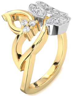 Diamond White Yellow Gold Marquise Promise Ring