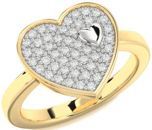 Diamond White Yellow Gold Heart Promise Ring
