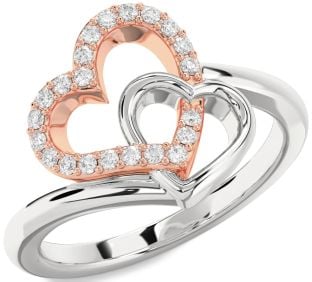 Diamond White Rose Gold Heart Ring