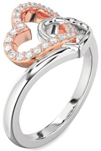 Diamond Silver & 10K Rose Gold Heart Ring