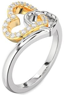 Diamond Silver & 10K gold Heart Ring