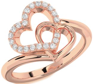 Diamond Rose Gold Heart Ring