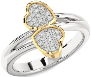 Diamond Silver & 10K gold Heart Ring