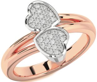 Diamond White Rose Gold Heart Ring