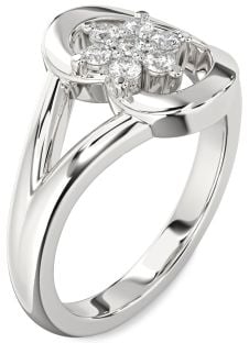 Diamond Platinum Heart Flower Promise Ring