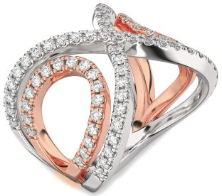 Diamond Silver & 10K Rose Gold Infinity Ring