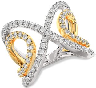 Diamond White Yellow Gold Infinity Ring