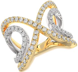 Diamond White Yellow Gold Infinity Ring