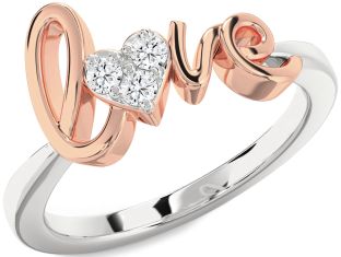 Diamond Platinum & Rose Gold Heart Promise Ring