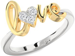 Diamond Silver & 10K gold Heart Promise Ring