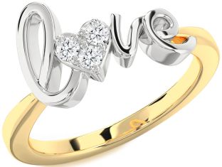 Diamond Platinum & Yellow Gold Heart Promise Ring