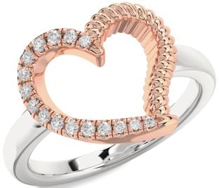 Diamond Platinum & Rose Gold Heart Ring