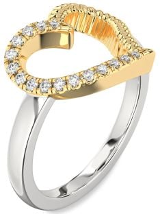 Diamond Silver & 10K gold Heart Ring