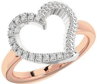 Diamond White Rose Gold Heart Ring